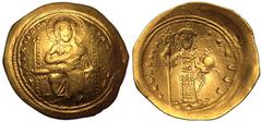Byzantine Empire BYZANTINE EMPIRE. Constantine X 'Ducas'. Gold Histamenon Nomisma, AD 1059-1067. Constantinople. Obv: + IÒºI XIΓ RÐ„X RÐ„INANTÒºIM, Christ Pantokrator enthroned facing. Rev: + KÑ N RAC