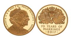 UNITED KINGDOM. Elizabeth II, 1952-. Gold 10 pounds, 2017. Royal Mint. Proof. Celebrating the 70th anniversary of the marriage of HM Queen Elizabeth II to HRH Prince Philip, Duke of Edinburgh. Conjoin