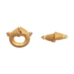 Ancient India. Gold Plated (Solid ), Ancient Earring from Saurastra Area, 5.5 gm.