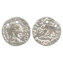Ancient India. A Silver Portrait coin of Satavahana ruler Vasithiputa Siri Vijaya Satakani, (c. 196-202 AD), 2.07g. Obv: Profile bust of the ruler, with short curly head of hair, having distinct 'shar