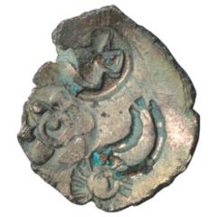 Ancient India. Archaic Silver Punch-marked Coin (c.350-330 BC), 4 symbol coins of the Meghna-Padma divide in Eastern Bengal (Bangladesh), similar to those reported from the site of Bari-Wateshwar, str