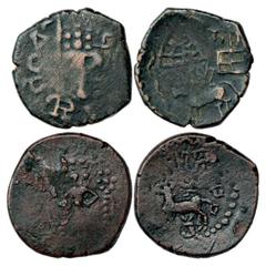 Ancient India. Yaudheyas, struck in the name of 'Brahmanya Deva' as titular deity of the clan, (50 BC-50 AD), Copper Unit (2), (A) similar to MIGIS type 945, 7.11g. Obv: Six-headed Karttikeya holding 