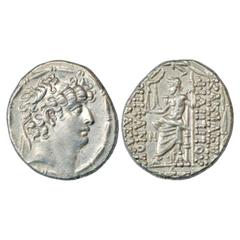 Ancient World. Greek World, Seleucid Empire, Seleucia (Syria), Philip I Philadelphos (93-83 BC), Silver Tetra Drachm, Antioch Mint, 15.52g. Obv: Diademed head right within fillet border. Rev: Zeus sea