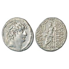 Ancient World. Greek World, Seleucid Empire, Seleucia (Syria), Philip I Philadelphos (93-83 BC), Silver Tetra Drachm, Antioch Mint, 15.52g. Obv: Diademed head right within fillet border. Rev: Zeus sea