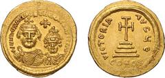 Ancient Byzantine Heraclius (610-641) Solidus facing busts of Heraclius and Heraclius Constantine each wearing elaborate crown with cross Rev Cross potent on three steps (S734) some light scratches bu