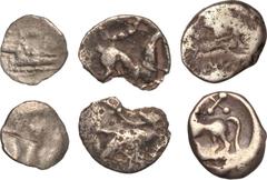 World Coins, GREAT BRITAIN CELTIC, 1st Century BC fractional silver units (3) of Celtic Britain and Gaul including Durotriges Corieltauui and Lingomes the last with chipped flan Fine (3 coins)