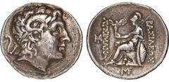 Ancient Coins Ancient Greek; KINGS OF THRACE, Lysimachos (323-281BC) Tetradrachm diademed head of Alexander the Great right wearing horn of Ammon rev Athena enthroned left holding Nike monograms in fi