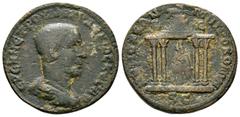 Old collection of Roman Provincial coins with temples Herennius Etruscus (Caesar, AD 249-251), Syria, Seleucis and Pieria, Antioch, Æ 8 Assaria, 17.02g, 30mm. Bareheaded and draped bust right / Tyche 