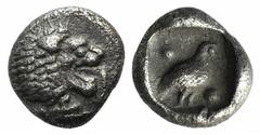 A selection of fractions and Arabian coins Ionia, Miletos, late 6th-early 5th century BC, Tetartemorion, 0.26g, 5mm. Head of roaring lion right / Eagle standing right; pellet above and below; all with