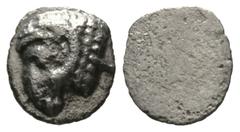 The D.S. Collection of Cyprus Cyprus, Salamis, Euelthon (c. 530/15-480), Obol, 0.63g, 8mm. Head of ram left / Blank. SNG Cop. 33 (Obol); BMC 8-9. Light porosity, Very Fine
