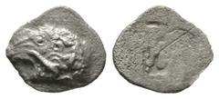 The D.S. Collection of Cyprus Cyprus, Salamis, Euelthon (c. 530/15-480), Hemiobol, 0.37g, 8mm. Head of ram left / Blank. Cf. SNG Cop. 33 (Obol); cf. BMC 8-9 (same). Porous, About Very Fine
