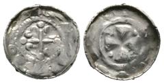 Medieval Germany, SAXONY - MEISSEN? Royal mint, Henry IV (1056-1106), Silver penny / denar, 0.84g, 14mm, Cross penny / denar with hammered edges. Dbg 1339; Kilger MOL A5 Obv: Cross pommee with pellets