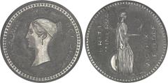 GRANDE-BRETAGNE Victoria (1837-1901). Essai de la couronne (crown) par Bonomi, en métal blanc, tranche striée 1837 [1893], Londres (Pinches).NGC MS 63 (6632265-038). Av. VICTORIA REG DEI GRA, légende 