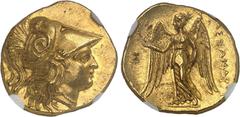 GRÈCE ANTIQUE - GREEK Macédoine (royaume de), Alexandre III le Grand (336-323 av. J.-C.). Statère d'or au nom d'Alexandre le Grand ND (316-315 av. J.-C.), Sidon. NGC MS 4/5 4/5 die shift (2130991-013)
