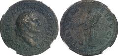 EMPIRE ROMAIN - ROMAN Vespasien (69-79). Sesterce 71, Rome. NGC AU 5/5 2/5 Fine style (6634178-009). Av. IMP CAES VESPASIAN AVG P M TR P P P COS III. Buste lauré à droite. Rv. FORTVNAE REDVCI / SC. La