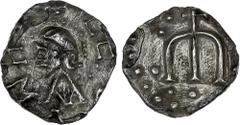 FRANCE / MÉROVINGIENS - FRANCE / MEROVINGIAN Poitou, Melle. Denier ND (c.700). B.- ; Argent - 0,72 g - 11,5 mm - 4 h Denier avec buste à gauche, le corps sous forme d'un A et revers à l'E onciale croi