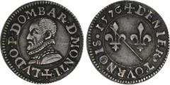 FRANCE / FÉODALES - FRANCE / FEUDAL Dombes, Louis II de Bourbon-Montpensier (1560-1582). Essai du denier tournois en argent 1576, Trévoux. Divo.58 - CGKL type 712 - PA.5122 v. - Mantellier 31 v. - Dub