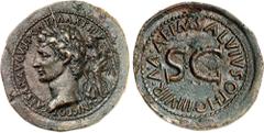 EMPIRE ROMAIN - ROMAN Auguste (27 av. J.-C. - 14 ap. J.-C.). Dupondius (?), frappe sur un flan de médaillon ND (7 av. J.-C.), Rome. Av. CAESAR AVGVST PONT MAX. TRIB - VNIC. POT. Tête laurée à gauche, 