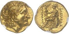 GRÈCE ANTIQUE - GREEK Thrace (royaume de), Lysimaque (323-281 av. J.-C.). Statère d'or ND (286-281 av. J.-C.), Pella. NGC CH AU 5/5 4/5 Fine style (6645988-021 (7,46 g)). Av. Tête diadémée à droite du