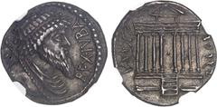 GRÈCE ANTIQUE - GREEK Maurétanie, Juba Ier (60 av. J.-C.-46 av. J.-C.). Denier ND (c.49-46 av. J.-C.), Utique. NGC Ch XF* 5/5 5/5 (6632270-001). Av. REX. IVBA. Buste barbu, drapé et diadémée, à droite