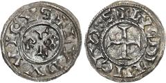 FRANCE / CAROLINGIENS - FRANCE / CAROLINGIAN Louis IV d’Outremer (936-954). Denier ND (c.940), Lyon. Av. (à 1 h) + LVDVVICVS. Dans le champ, REX avec lettre E surdimensionnée.  Rv. + LVCDVNI CIVI:· S.