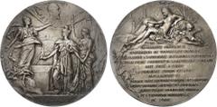 RUSSIE - RUSSIA Nicolas II (1894-1917). Médaille, pose de la première pierre du pont Alexandre III à Paris, par J.-B. Daniel-Dupuis 1896, Paris. NGC MS 64 (8219204-006). Av. ALEXANDRE III / PAX. Sous 