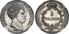 SUISSE - SWITZERLAND Neuchâtel (Principauté de), Alexandre Berthier (1806-1814). Épreuve de 5 francs à la date incomplète, refrappe postérieure 181- (1813), Paris. NGC MS 62 (6647372-002). Av. ALEXAND
