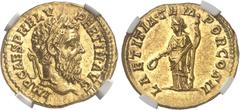 EMPIRE ROMAIN Pertinax (192-193). Aureus 193, Rome. NGC Choice MS 5/5 5/5 (3928191-006). Av. IMP CAES P HELV PERTIN AVG. Tête laurée à droite. Rv. LAETITIA TEMPOR COS II. La Joie à gauche avec un scep