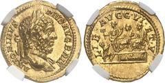 EMPIRE ROMAIN Caracalla (198-217). Aureus 210-213, Rome. NGC MS* 5/5 5/5 (3930778-005). Av. ANTONINVS PIVS AVG BRIT. Buste lauré de Caracalla à droite, avec l'égide. Rv. LIB AVG VI ET V. Caracalla et 