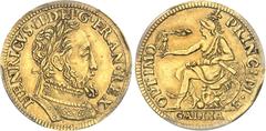 CAPÉTIENS Henri II (1547-1559). Demi-henri d'or à la Gallia ND (1552), Paris. PCGS AU55 (41820827). Av. HENRICVS. II. DEI. G. FRAN. REX. Buste du Roi à droite, lauré, portant une cuirasse damasquinée.