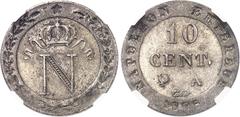 FRANCE Premier Empire / Napoléon Ier (1804-1814). 10 centimes à l'N couronnée, frappe médaille 1808, Paris. NGC MS 64 (6143412-026). Av. Au centre : N sous une couronne. Bordure d'une couronne formée 