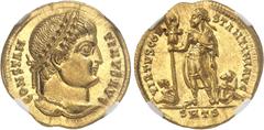 EMPIRE ROMAIN Constantin Ier (307-337). Solidus ND (326), Thessalonique. NGC Ch MS 5/5 4/5 (6290632-008). Av. CONSTAN - TINVS AVG. Tête laurée à droite. Rv. VIRTVS CON - STANTINI AVG / SMTS. L'Empereu