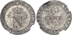FRANCE Premier Empire / Napoléon Ier (1804-1814). 10 centimes à l'N couronnée 1808, BB, Strasbourg. NGC MS 64 (5788889-001). Av. Au centre : N sous une couronne. Bordure d'une couronne formée de deux 