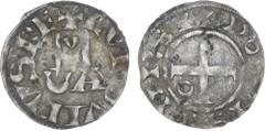 FRANCE / CAPÉTIENS Louis VI (1108-1137). Denier ND, Pontoise. Dy.131 ; Argent - 1,22 g - 20 mm - 5 h Rare denier. TTB.