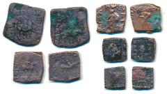 Indo-Greek (2), Menander I, Copper Unit, obv. head of an Indian elephant, rev. club of Herakles; Apollodotos II, obv. Apollo standing with quiver, bow and arrow, rev. tripod; Indo-Scythian (3), Vonone