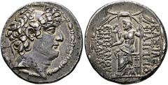 Griechische Münzen Syria. Königreich der Seleukiden Philippos I. Philadelphos 95-75 v. Chr. Tetradrachme 93-83 v. Chr. Kopf nach rechts mit Diadem / Zeus Nikephoros nach links mit Nike-Statuette und Z