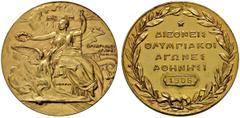 Ausländische Münzen und Medaillen Griechenland Georg I. 1863-1913 Bronzene Teilnehmermedaille 1906 von W. Pittner, auf die Olympischen Zwischenspiele, anläßlich des 10. Jahrestages der Olympischen Spi
