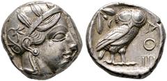 Griechische Münzen Attika. Athen Tetradrachme 449-415 v. Chr. Ein zweites, ähnliches Exemplar. SNG Cop. 46ff. 17,22 g sehr schön-vorzüglich