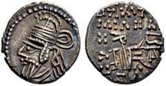 Griechische Münzen Persia. Arsakiden (Parther). Osroes II. um 190. Drachme. Sellw. 85/1. 3,65 g feine Patina, sehr schön-vorzüglich