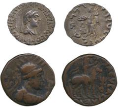 Ancient Coins, Greek, Indo-Greek or Backtrian Kingdom (c.165-130BC), Silver Drachms (5); Bronze piece. Generally fine to very fine. (6)