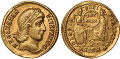 Ancient Coins, Constantius II (337-361), solidus, Sirmium (355-361), D N CONSTAN - TIVS P F AVG, pearl-diademed head of Constantius II r., rev. Roma l. and Constantinopolis r. enthroned, holding betwe