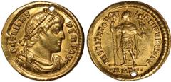 Ancient Coins, Valens (364-378), solidus, Antioch, Officina 3 (366-367), DN VALENS PER F AVG, pearl-diademed, draped and cuirassed bust r., rev. RESTITVTOR REIPVBLICAE / ANT G*, Valens standing facing