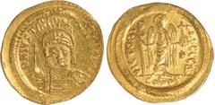 Ancient Coins, Byzantine Empire, Justinian I (AD 527-565), solidus, D N IVSTINIANVS PP AVG, Justinian std. facing in consular robes, holding mappa and cross, in ex. CONOB, rev. VICTORIA AVGGG (followe