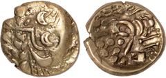 British Coins, Celtic coinage, early uninscribed Celtic coinage (1st century BC), gold stater, type B, Chute, devolved head of Apollo, rev. disjointed horse with crab like object below, wt. 6.17gms. (