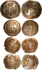 Ancient Coins, Group of Byzantine coins, comprising: electrum histamenon nomisma of Nicephorus III (AD 1078-1081); electrum aspron trachy of Alexius I (AD 1081-1092); gold hyperpyrons (2) of Andronicu