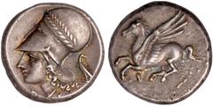 Ancient Coins Ancient coins, Greek, Corinth, Corinthia (345-307 BC), silver stater, Pegasus flying l., koppa beneath, rev. laur., helmeted head of Athena l., A-P below, eagle standing left behind, wt.