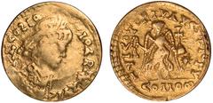 Ancient Coins, Roman, Late Roman - Dark Ages (5th century AD), gold tremissis, contemporary copy of a Roman gold tremissis of Honorius (AD.393-423) or Theodosius II (AD.402-450), D HCOZIO-IOI()R()TAVI