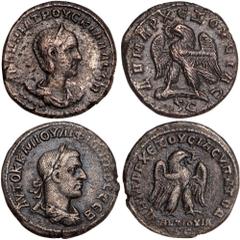 Ancient Coins Ancient Coins, Philip I, billon tetradrachm of Antioch, Seleucis and Pieria, AVTOK K M IOVΛI ΦIΛIΠΠOC CЄB, laureate, draped and cuirassed bust r., rev. ΔHMAPX ЄΞOYCIAC VΠA TO Δ, eagle st