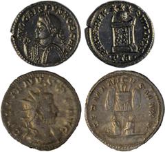 Ancient Coins Ancient Coins, Gallienus, billon antoninianus, mint of Cologne, GALLIENVS P F AVG, radiate and cuirassed bust r., rev. GERMANICVS MAX V, trophy between two captives, wt. 4.22gms, 12h (RI