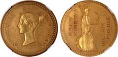 British Coins, Victoria, pattern crown, 1837, by Bonomi, struck in gold, T and 4 on edge, sunken designs both sides, coroneted Greek-style young head l., incuse inscription around, incuse date 1837 sp